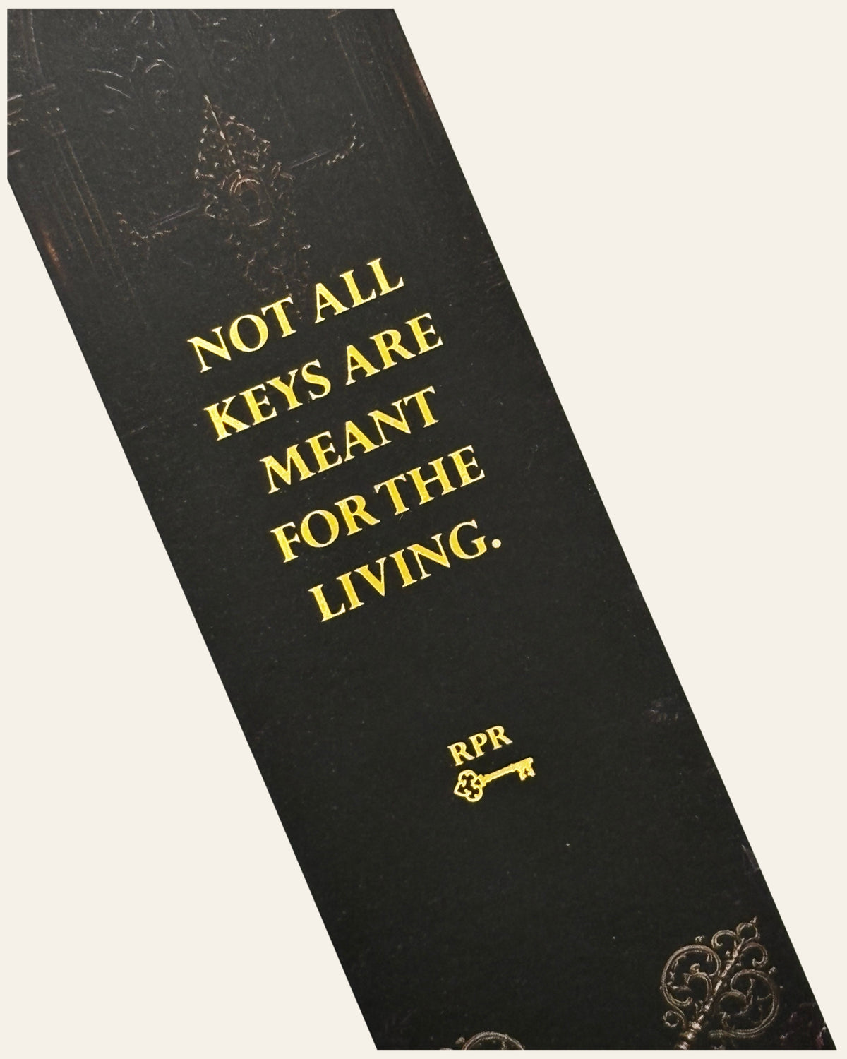 Skull & Keys Gold Foil Paper Bookmark