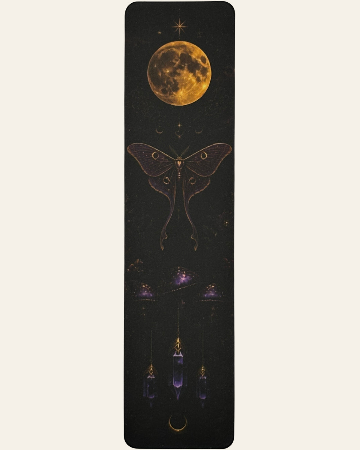 Celestial Moth and Moon Paper Bookmark