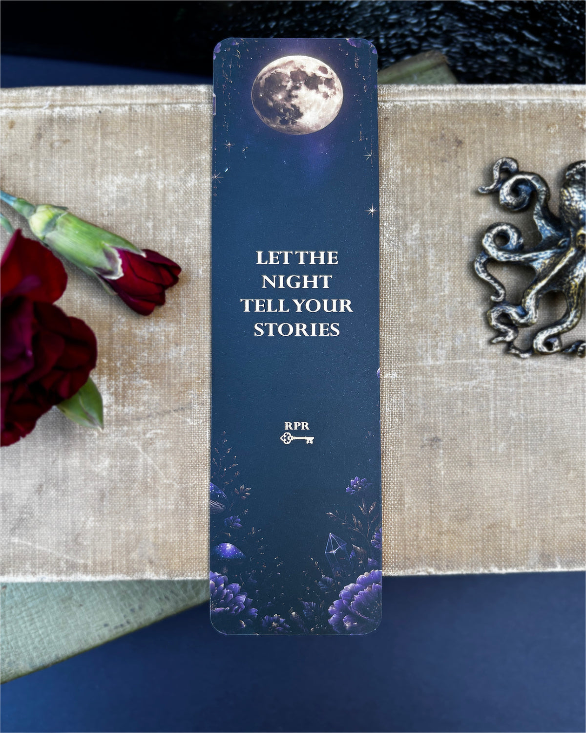 Celestial Moth and Moon Paper Bookmark