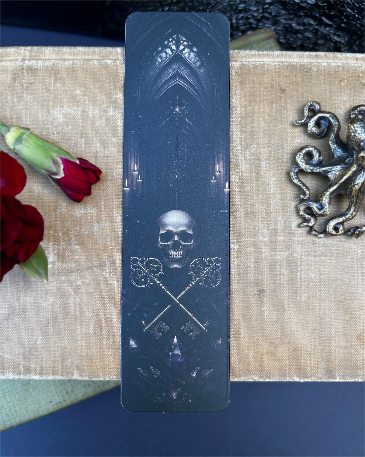 Skull and Crossed Keys Paper Bookmark