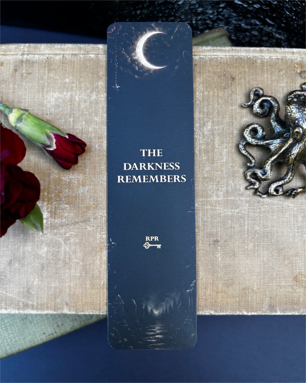 Skull & Moon Gold Foil Paper Bookmark